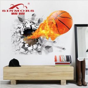61 x 51 cm Motif basket-ball Autocollants muraux pour chambre de garçon 