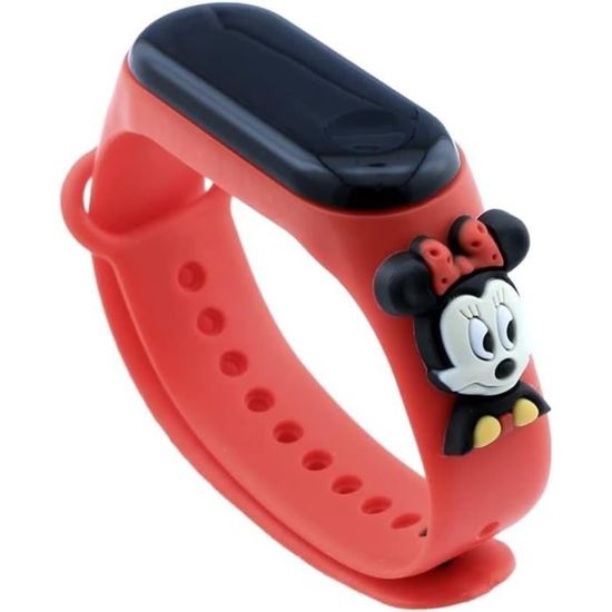 Montre LED Numérique Enfant Rouge - Bracelet Silicone Dessin Animé Étanche Avec Calendrier