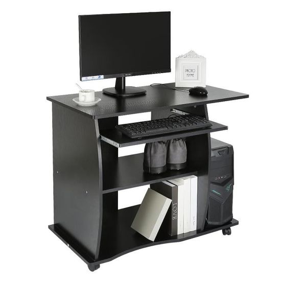 Bureau informatique - Moderne - Amovible - Solide - Noir