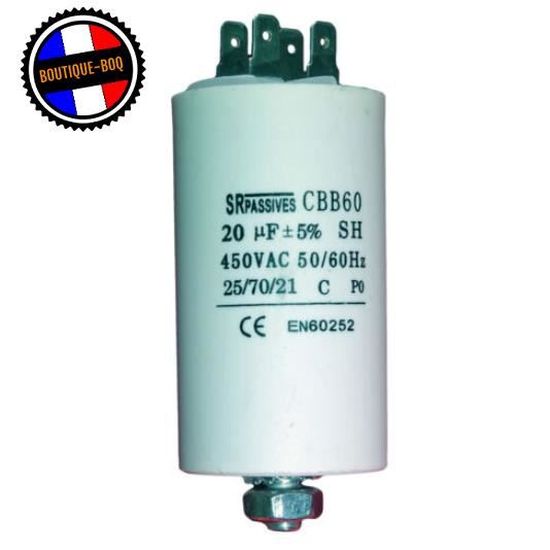 TOOGOO Condensateur de fonctionnement de moteur a courant alternatif de film de polypropylene de 35uF 450V CBB60 blanc
