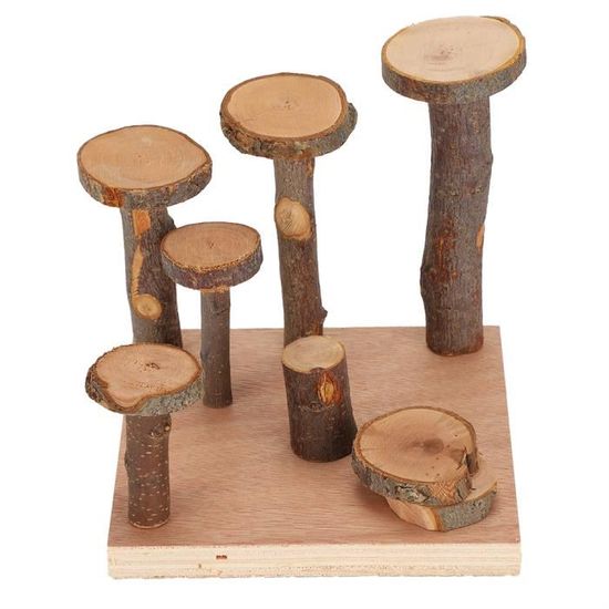 Échelle En Bois 5 étages Pour Hamster - 26x8 Cm, Plateforme 6 Cm, Bois Naturel, Jouet à Mâcher Et Pour Grimper - 10