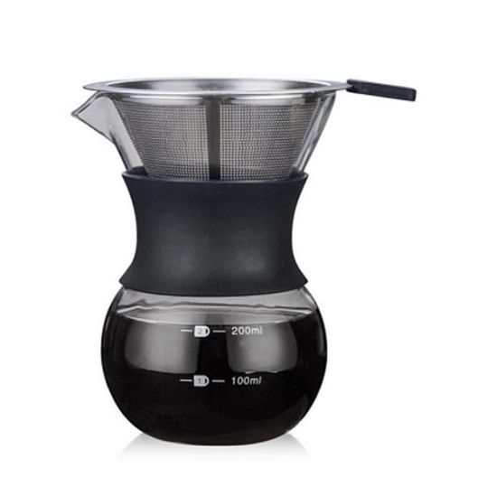 Lalord Cafetière à Verser, Ensemble De Cafetière En Acier Inoxydable 304 Avec 100 Filtres En Papier #2 Et Pichet à Mousse De Lait De 600 Ml, Pour La Maison Et Le Camping