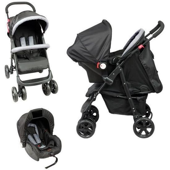 Bambisol Poussette 2 en 1 avec Cosy  Siège Auto Gr0+, Grand Panier,  Poussette Canne Compacte - Cdiscount Puériculture & Eveil bébé