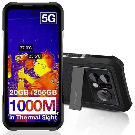 DOOGEE V20 Pro Smartphone Imagerie thermique 12Go + 256Go 6.78" 120Hz 64MP Caméra IP68 étanche Telephone 5G 6000mAh GPS NFC - Noir