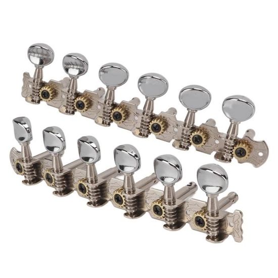 Jeu De Mécaniques Pour Guitare 3R3L - Chevilles Métalliques Argentées - Perçage 10 Mm - Ratio 15:1