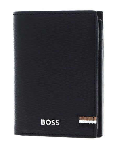 HUGO BOSS Porte-Cartes Pliable Classique Noir - 8 Compartiments Cuir De Vache