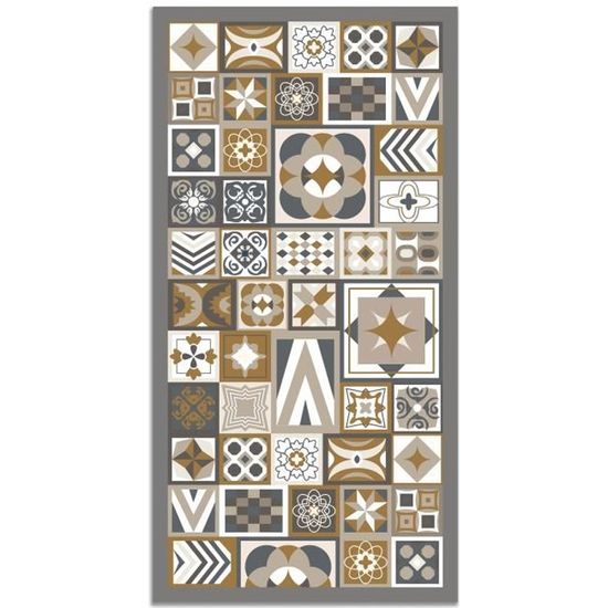 Tapis Vinyle Pour Cuisine 'Welcome To My Kitchen' - 100x140 Cm - Imperméable Et Antidérapant - Motif Bleu