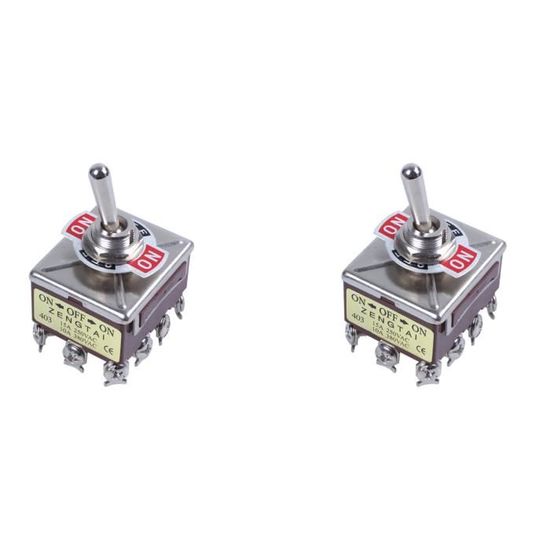 Interrupteur à Bascule MTS-403 ON-OFF-ON - Lot De 2, 4PDT, 12 Broches, 2A/250V