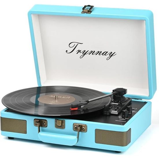 Tourne-Disque Portable avec 2 Haut-Parleurs Stéréo 3 Vitesses pour Débutants