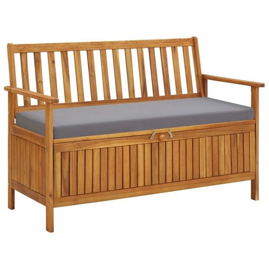 Banc De Jardin 2 Places Avec Coffre 164L - Bois Peuplier Motif Floral - Outsunny Naturel