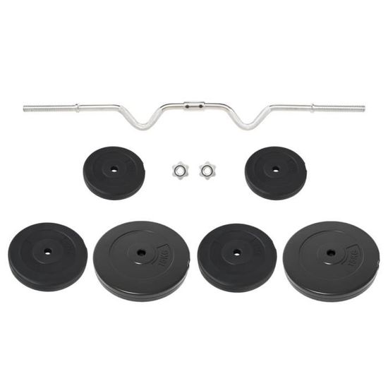 Wuuhoo® - Set D'haltères Courts Phil, Barre Chromée + Poids Fonte - Ensemble De 10 à 40 Kg Pour Musculation à Domicile
