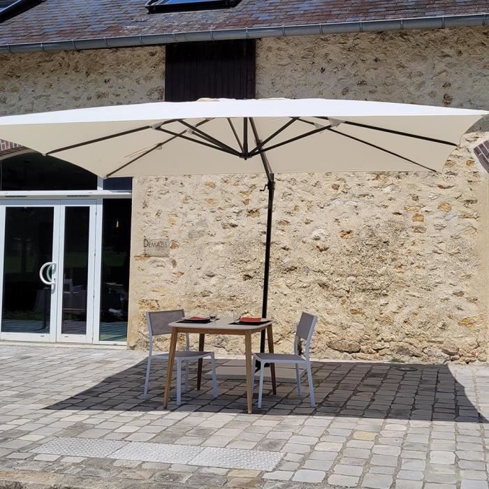 Parasol déporté écru mât anthracite 3x4 m Lacanau 300 Ecru