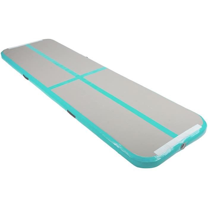Tapis de Gymnastique Gonflable Airtrack Gymnastique PVC Tapis de Tumbling 400 x 100 x 10 cm sans Pompe pour Yoga/Taekwondo Vert