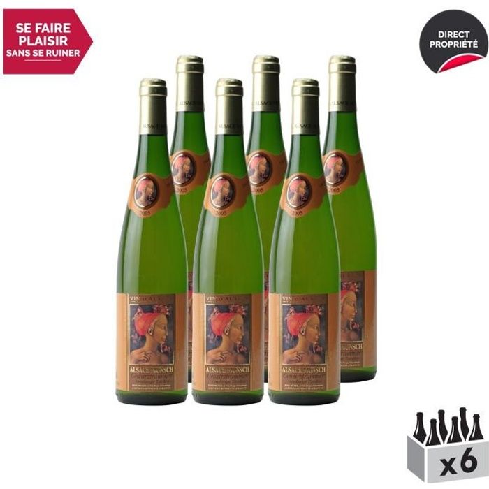 Alsace Gewurztraminer Vendanges Tardives Blanc 2005 - Lot de 6x75cl - Alsace Munsch - Vin AOC Blanc d' Alsace - Cépage