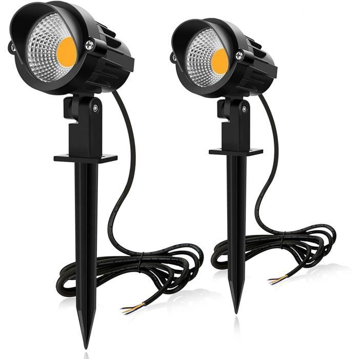 Spot led extérieur LED MEIKEE 7W 220V puce COB, Lampe led jardin encastrable, lampe extérieur à piquer lumiere blanc chaude 3000K po