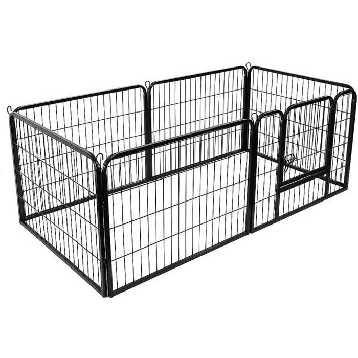 MIXMEST!!! 6 Panneaux!!! Parc à Chiots Petits Chiens Ajustable Modulable en Acier 60 cm x 80 cm