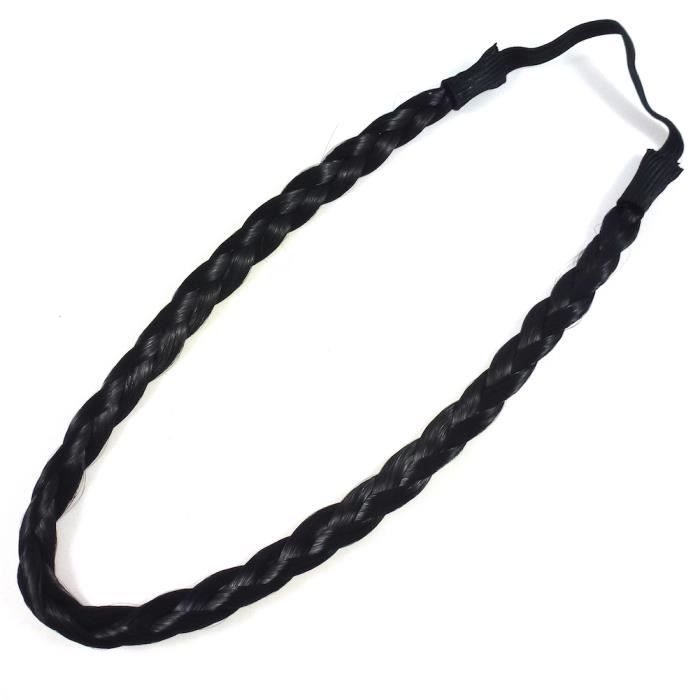 Accessoires cheveux - Headband-bandeau-serre tête tressé cheveux - noir