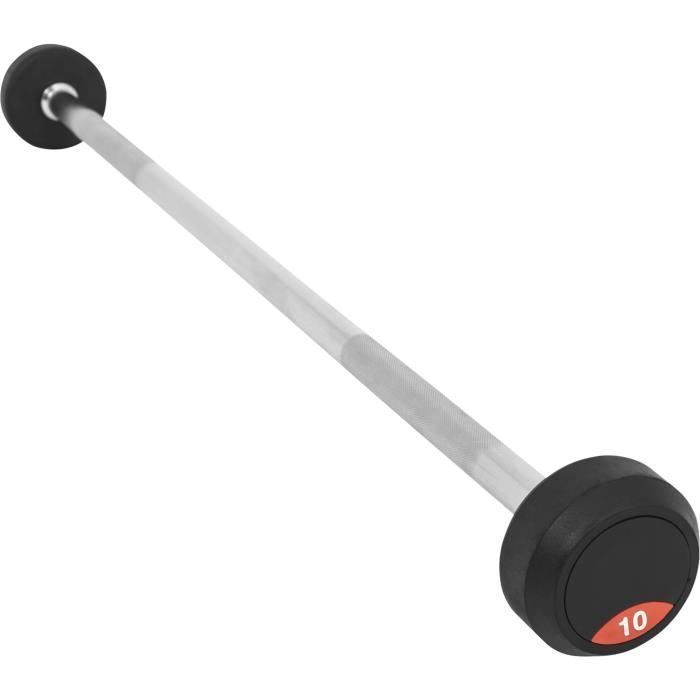 Haltère longue monobloc en caoutchouc de 10Kg de Gorilla Sports