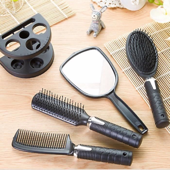 Haute qualité en plastique Salon cheveux peigne et miroir ensemble brosse à cheveux Massage peigne miroir titulaire brosse à