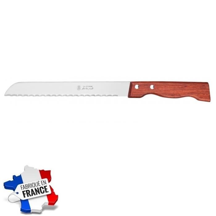 Couteau a Pain Lame Demi Soie Inox Manche Palissandre La Fourmi - Ustensile Cuisine Tranche - 310