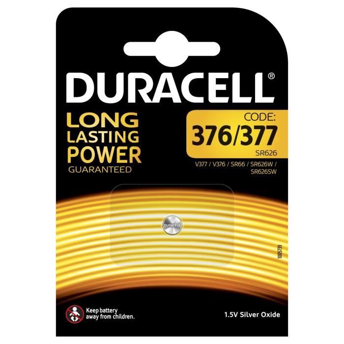 Duracell 376-377 piles de montre d'oxyde d'argent , bouton de cellules