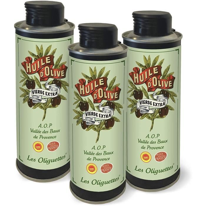 Huile d'Olive vierge Extra, A.O.P Vallée des Baux de Provence ,FRANCE, 750ml (lot de 3 x 250ml)