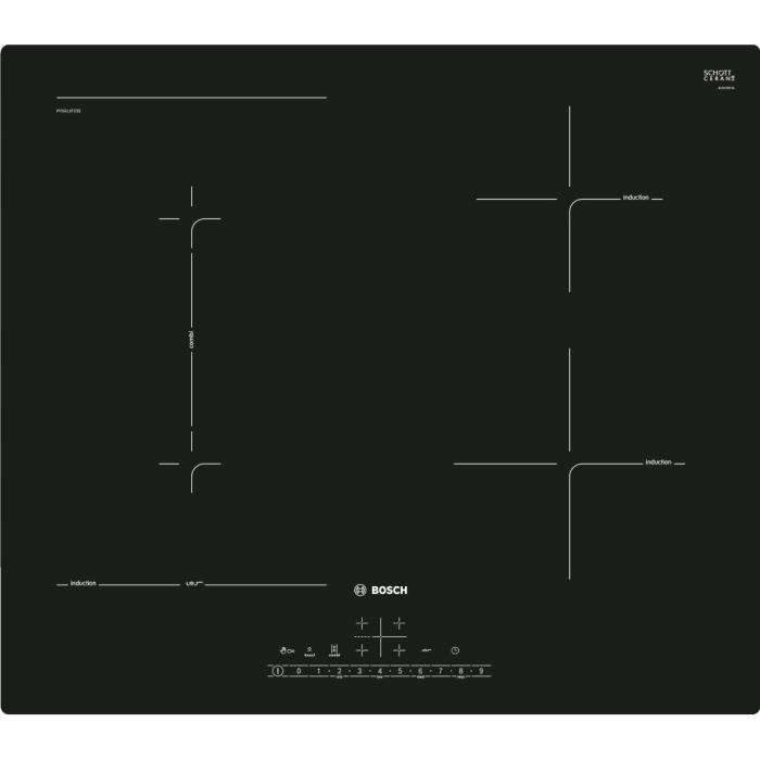 Bosch - plaque de cuisson à induction 60cm 4 foyers 6900w noir - pvs611fc5e