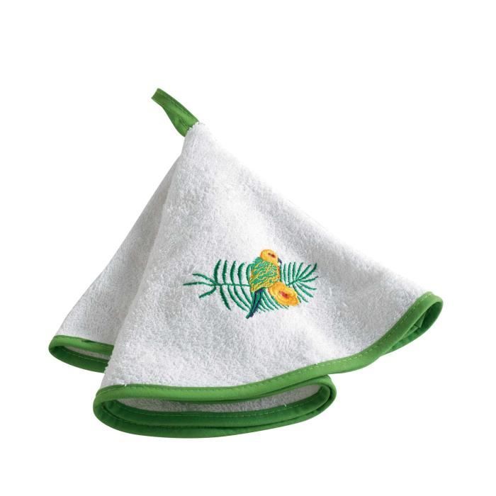 CDaffaires Essuie-main rond (0) 60 cm eponge brodee perococo Vert