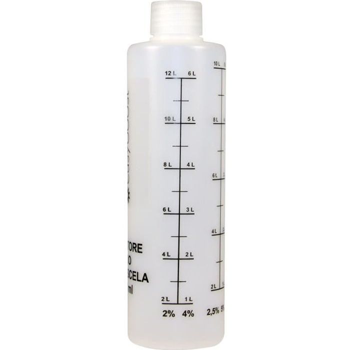 Easyboost Doseur Huile 2 Temps avec Bouchon 250ml Gradué 2% 2,5% 3% 4% 5% 6% Bidon Mélange Essence Scooter Mob Tronçonneuse Stihl