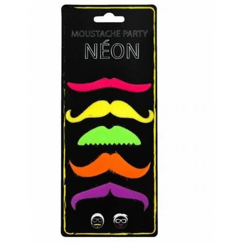 5 Moustaches fluo adulte