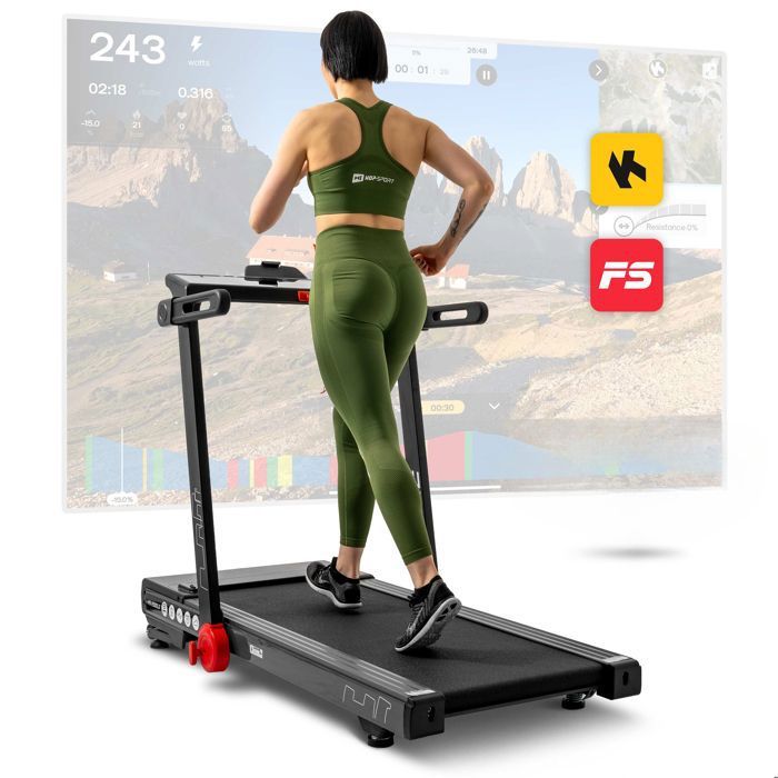 HOP-SPORT Tapis de Course 1-18km/h, Tapis Roulant électrique Pliant HS-2500LB Aspire, 15 Programmes d'entraînement, Max. 150 kg