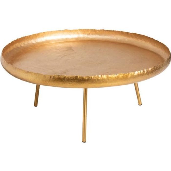 Table basse ronde dorée 83x83x 83cm Doré