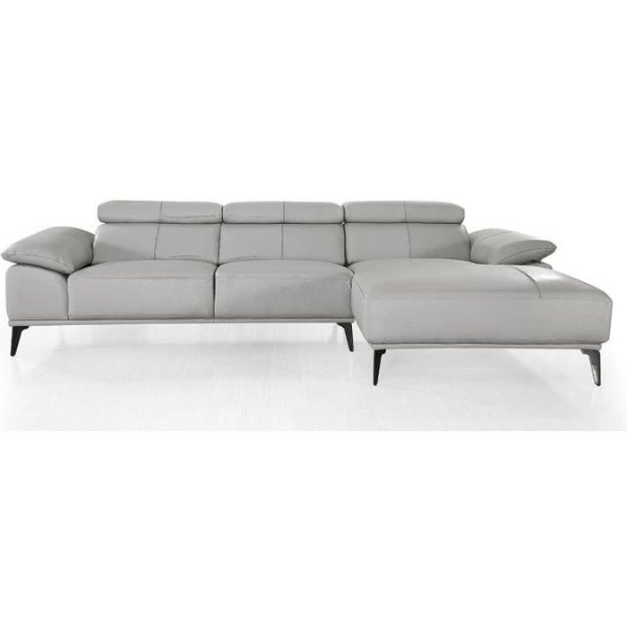Canapé d'angle droit en cuir VICTOIRE - Gris - Droit - Gris