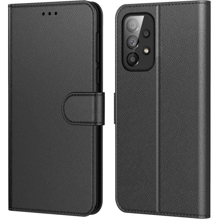 Coque Pour GALAXY A53 5G , Coque Effet simili Cuir Fermeture Magnétique Solide - Noir bord silicone tpu