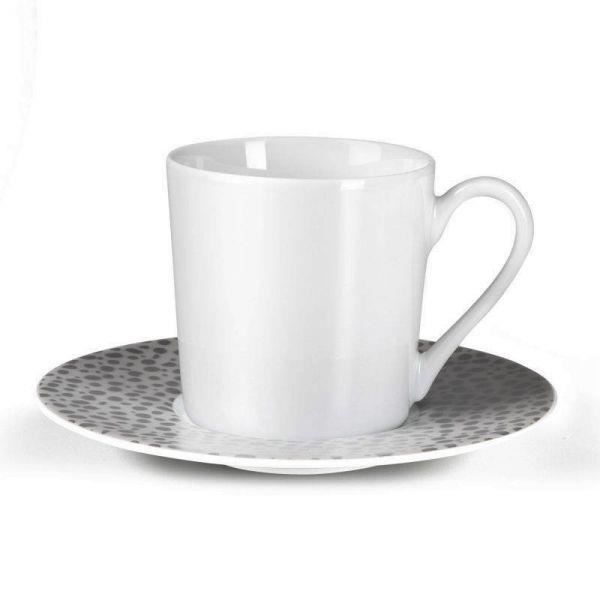 LOT DE 6 TASSES A CAFE AVEC SOUCOUPES BAGHERA PLATINUM - MEDARD DE NOBLAT