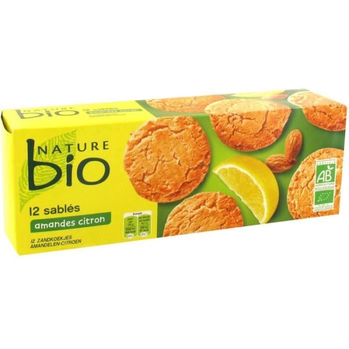 NATURE BIO - Sablés Aux Amandes Et À L'Arôme Naturel De Citron Bio 200G - Lot De 4