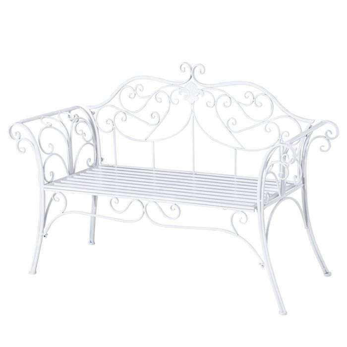 Banc de jardin 2 places style 131x51x90cm Blanc