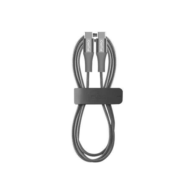 Puro Fabric Cable with Magic Clip Câble USB USB-C (M) reversible pour USB-C (M) reversible USB 2.0 1 m gris