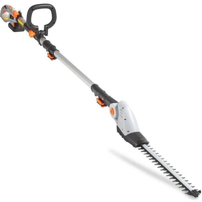 VonHaus Taille-haies sur perche sans fil 20 V - Télescopique longue portée jusqu'à 2,44 m, Longueur de coupe 410 mm - Batterie et