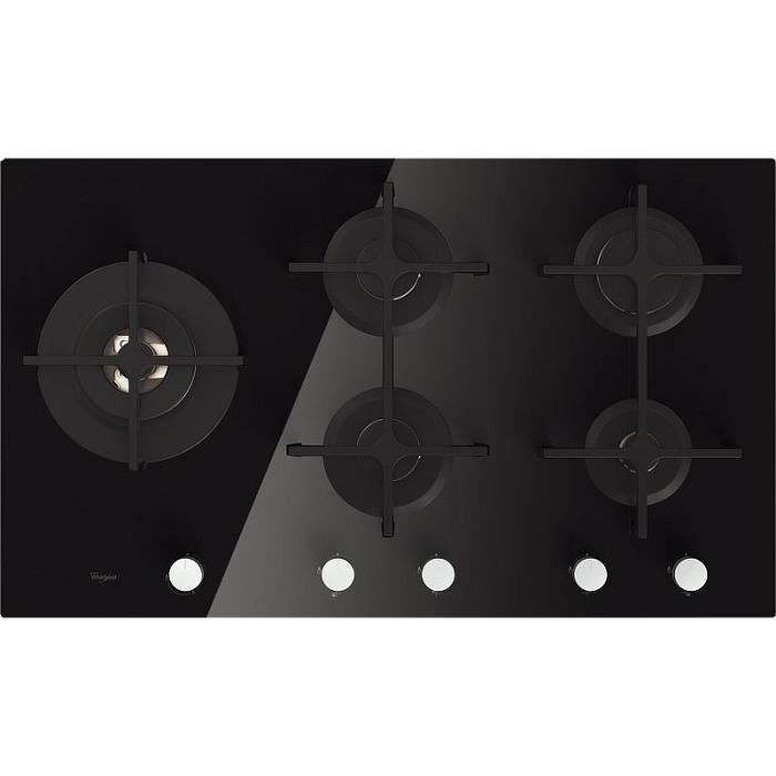 Whirlpool GOA 9523-NB, Intégré, Cuisinière à gaz, Verre, Noir, Fonte, 1000 W