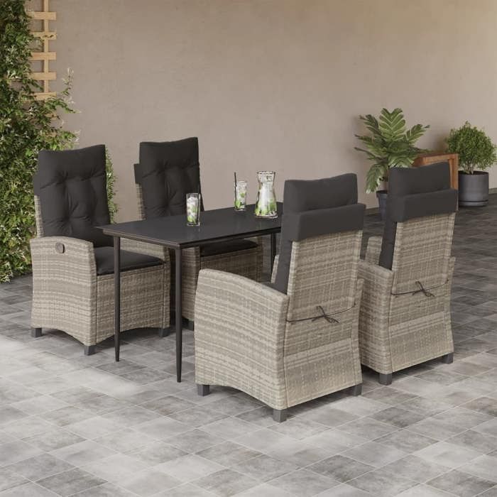 vidaXL Ensemble à Manger de Jardin avec Coussins 5 pcs Table et Chaises avec Dossier Réglable Meubles dExtérieur 3212845