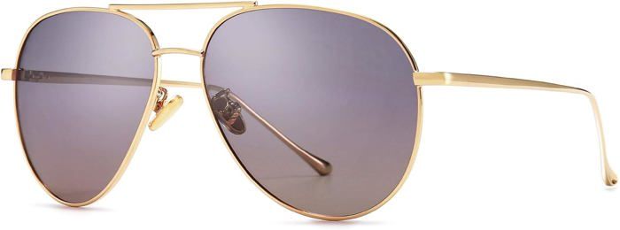 Lunettes De Soleil Pilote Oversize Métal Doré - Style Rétro Homme UV400