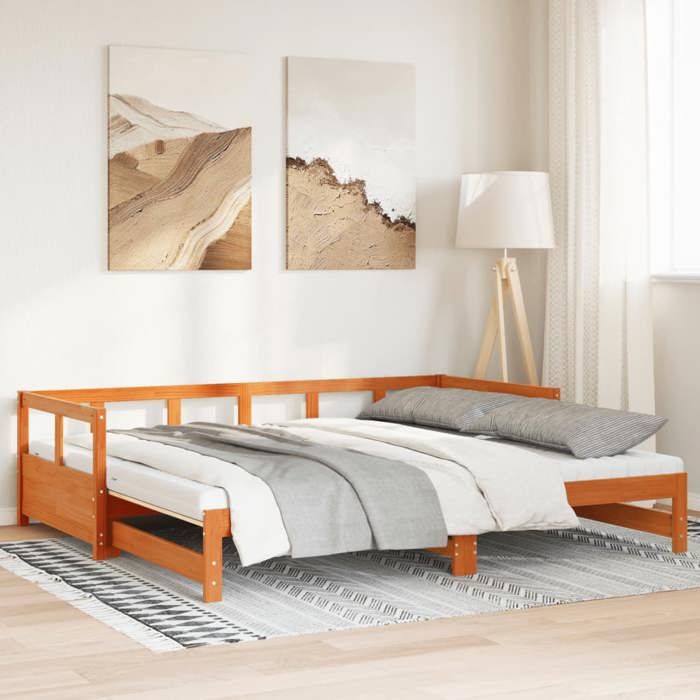 vidaXL Lit de jour et lit gigogne et matelas 80x200 cm bois pin massif 3321040 vidaXL Lit de jour et lit gigogne et matelas 80x200 cm bois pin massif 3321040