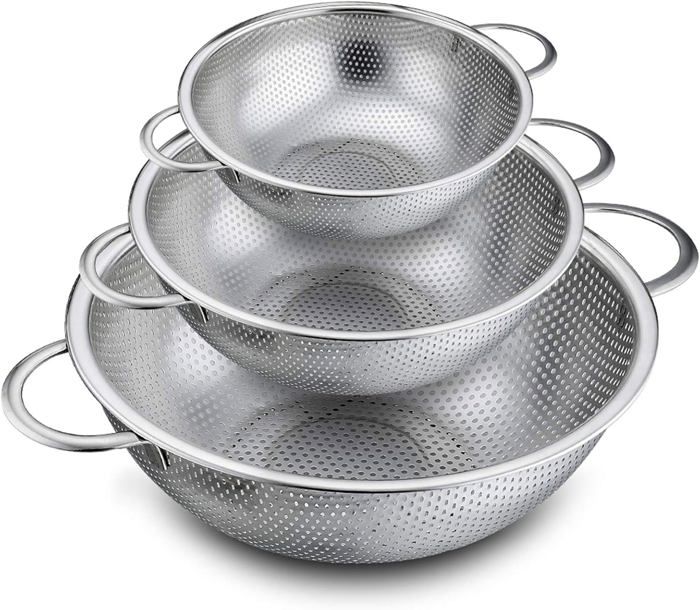 Lot De 6 Passoires De Cuisine Inox Avec Poignées - Écumoire Fondue 6,3 Cm - 23 Cm Longueur
