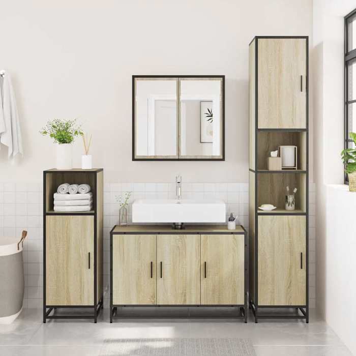 vidaXL Armoire de lavabo de salle de bain chêne sonoma 90x33x60 cm meuble de lavabo de salle de bain meuble de salle de 849270