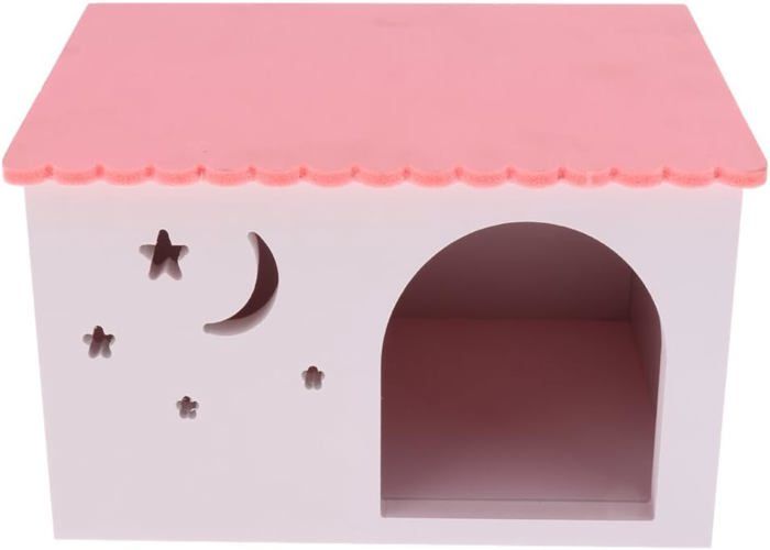 Comparer les prix de Maison en bois pour hamster, petit nid pour animal domestique, cochon d'Inde, hérisson, 23 x 15 x 12,5 cm, rose