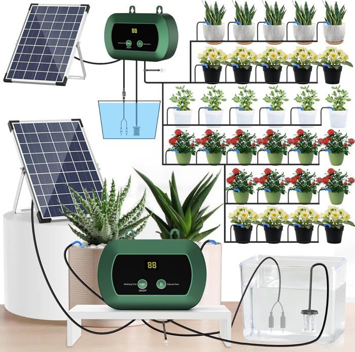 EINFEBEN Système D'irrigation Solaire Système Automatique De Jardin Avec 12 Modes De Minuterie Tuyau De 20 M Pour Jardin Plantes De Balcon 81987409