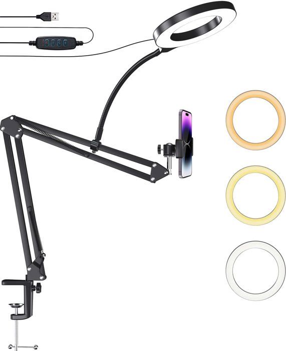 Support Smartphone & Appareil Photo Extensible 6,8 à 14,5 Cm - Noir Compact