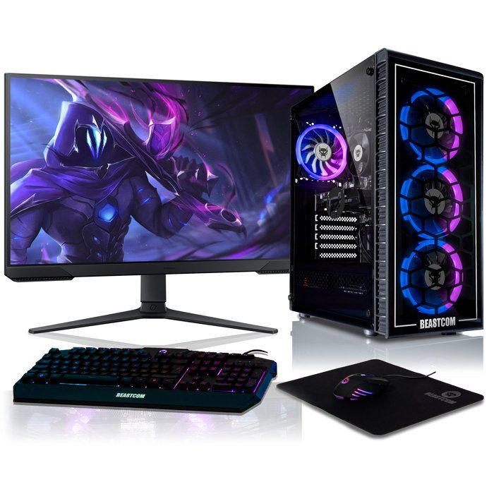BEASTCOM Q5 Pro Gaming PC Gamer Complet Intel Core i5-10400F NVIDIA RTX 3050 32Go RAM 1 To  NVMe WiFi Win11