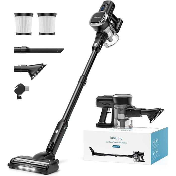 Aspirateur Balai 27000PA 55min 2200mAh x 6 1.3L Capacité 5 en 1 Aspirateur balais Sans fil Pour Les Tapis Sols Durs Poils d'Animaux